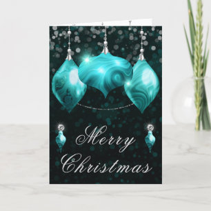 Turquoise Agate Baubles Christmas Dinner Party Holiday Card