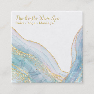 *~* Turquoise AGATE Gold Glitter     Business Card