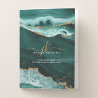 Turquoise Agate Gold Glitter Script Monogram