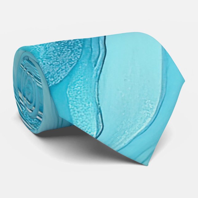 Turquoise Agate Swirls Neck Tie (Rolled)