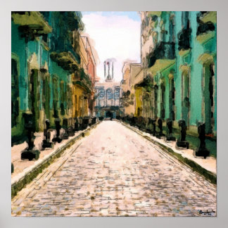 Turquoise Alley - Watercolor Sketch Signed Poster