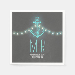 turquoise anchor nautical chalkboard wedding napkin