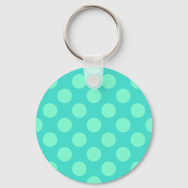 Turquoise and Aquamarine Dots Key Ring (Front)