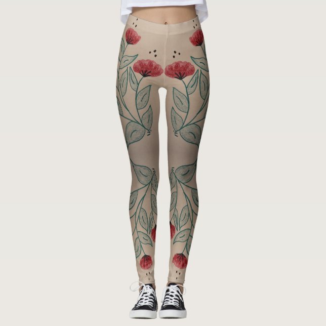 Turquoise and Barn Red Leggings (Front)