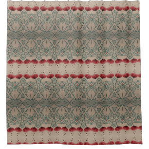 Turquoise And Barn Red Shower Curtain