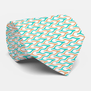 Turquoise and Beige Chevron Style Stripes Tie