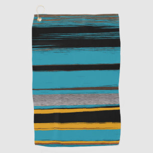 Turquoise And Black - Abstract Art Stripes Golf Towel