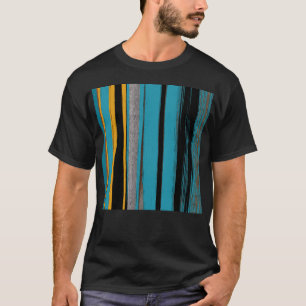 Turquoise And Black - Abstract Art Stripes T-Shirt