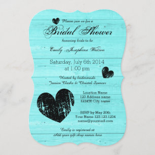 Turquoise and black bridal shower invitations