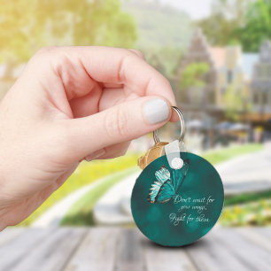 Turquoise and black butterfly Keychain