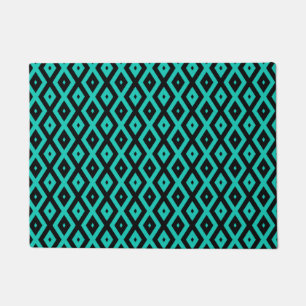 Turquoise and black diamond pattern doormat