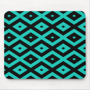 Turquoise and black diamond pattern mouse mat