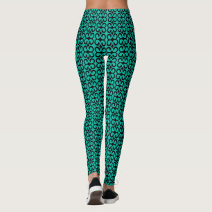 Turquoise and Black Elegant Pattern Leggings