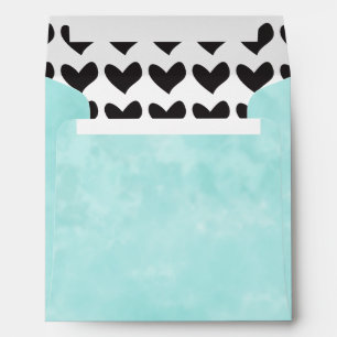 Turquoise and Black Hearts Envelope