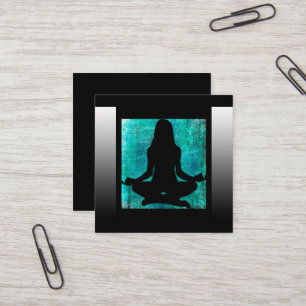 Turquoise and Black Mediation Yoga Business Cards