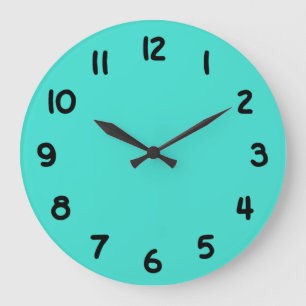 Turquoise and Black Numbers Large Clock