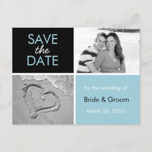 Turquoise and Black Save the Date Photo Postcards