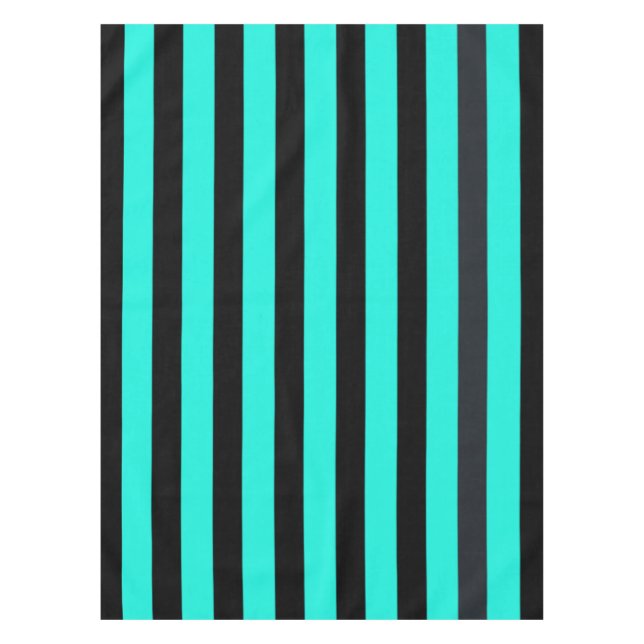 Turquoise and black stripe tablecloth (Front)
