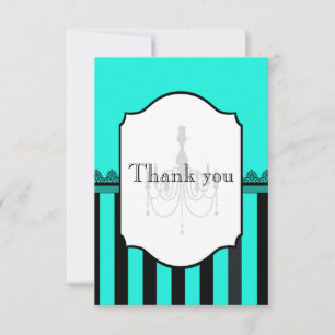 Turquoise and black striped RSVP card