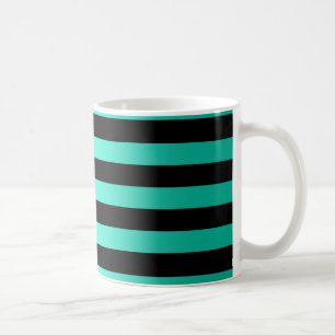 Turquoise and Black Stripes Coffee Mug