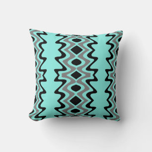 Turquoise and Black Unique Pattern Cushion