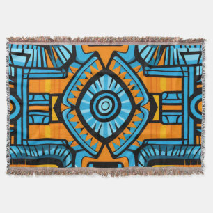 turquoise and blue abstract pattern throw blanket
