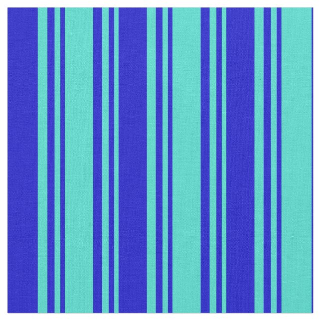 Turquoise and Blue Striped Pattern Fabric (Close Up)