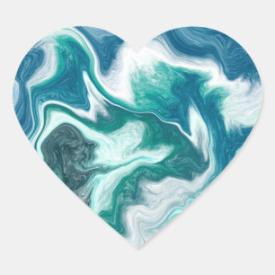 Turquoise and Blue Swirls Abstract Heart Sticker