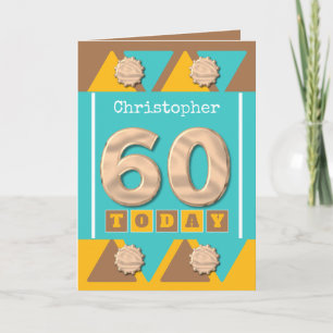 Turquoise and brown 60th birthday card