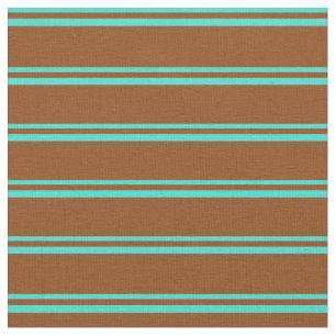Turquoise and Brown Colored Striped Pattern Fabric