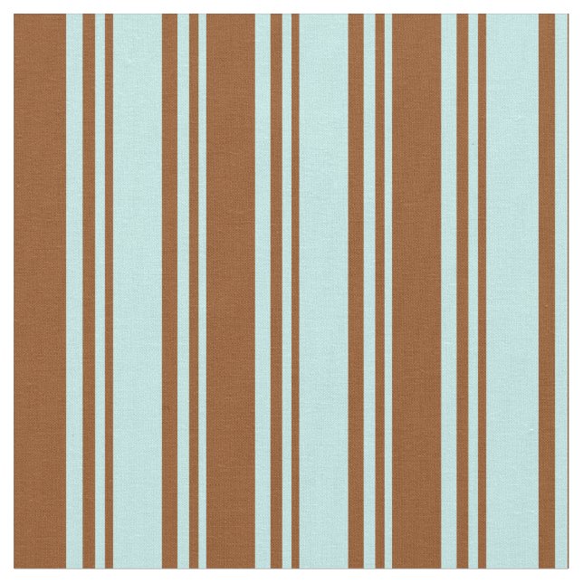 Turquoise and Brown Coloured Striped Pattern Fabric (Close Up)