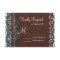 Turquoise and Brown Country Wedding RSVP Cards