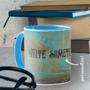 Turquoise and brown mug