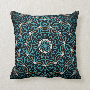 turquoise and brown pillow