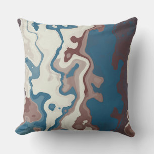 Turquoise and Clay Red Abstract Cushion