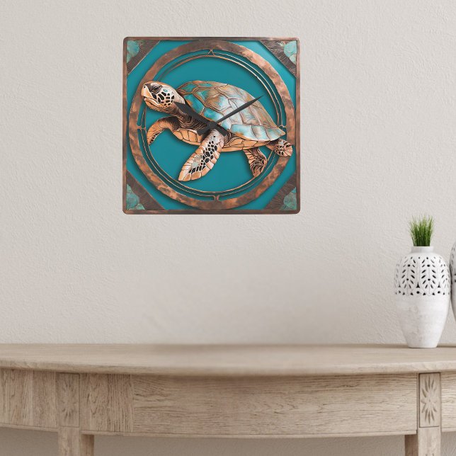 Turquoise and Copper Framed Sea Turtle wall clock (Creator Uploaded)