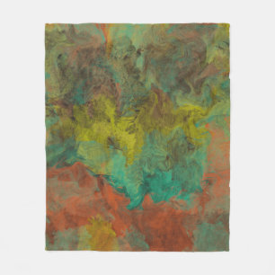 Turquoise and Copper with Gold Accents Fleece Blanket