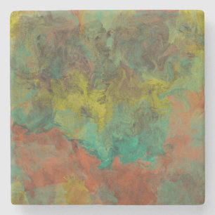 Turquoise and Copper with Gold Accents Stone Coaster