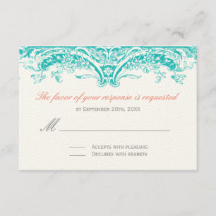 Turquoise and Coral Reply Cards - RSVP