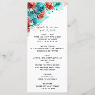 Turquoise and Coral Tropical Wedding Menu