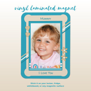 Turquoise and cream love you mummy photo magnet