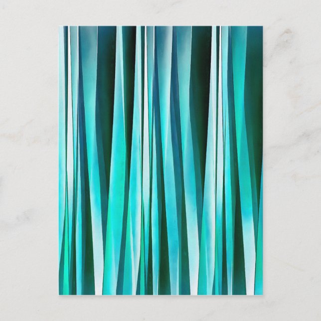 Turquoise and Cyan Ocean Stripy Lines Pattern Postcard (Front)