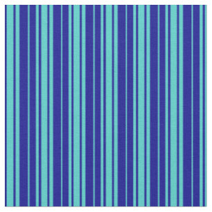 Turquoise and Dark Blue Coloured Lines Pattern Fabric