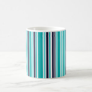 Turquoise And Dark Blue Striped  Coffee Mug