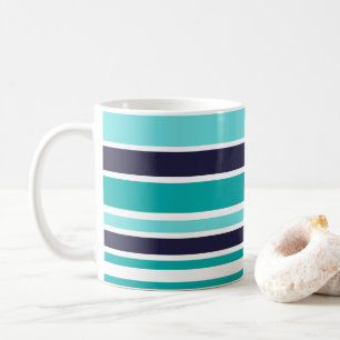 Turquoise And Dark Blue Striped  Coffee Mug