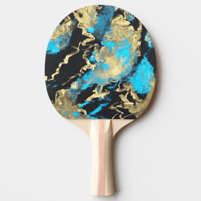 Turquoise and Gold Abstract Art    Ping Pong Paddle (Front)