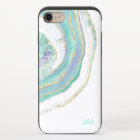 Turquoise and Gold Agate Pattern with Monogram