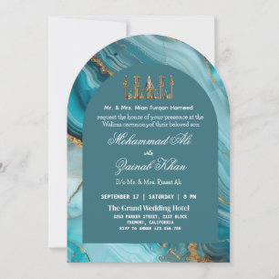 Turquoise and gold Agate Valima Invitation