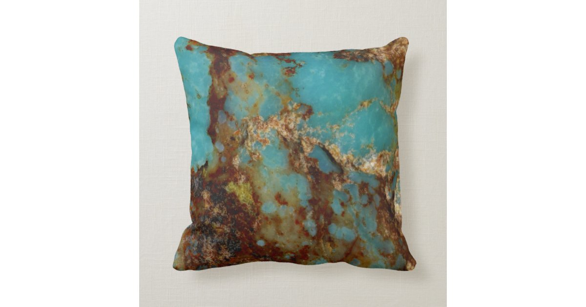 Turquoise and gold cushion Zazzle.co.uk