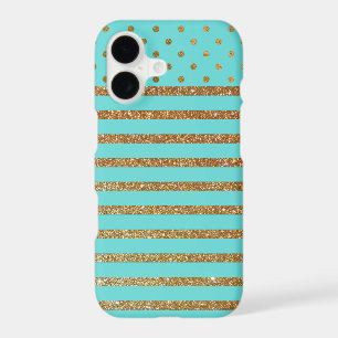 Turquoise and Gold Faux Glitter iPhone X Case